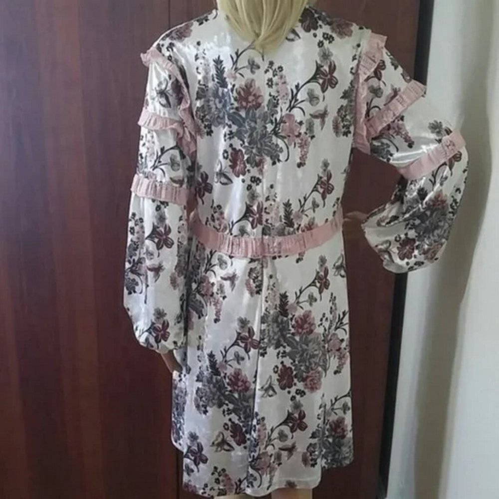 NWT KAS NY Melisa Floral Velvet & Lace Shift Dress Size Large - Picture 4 of 7